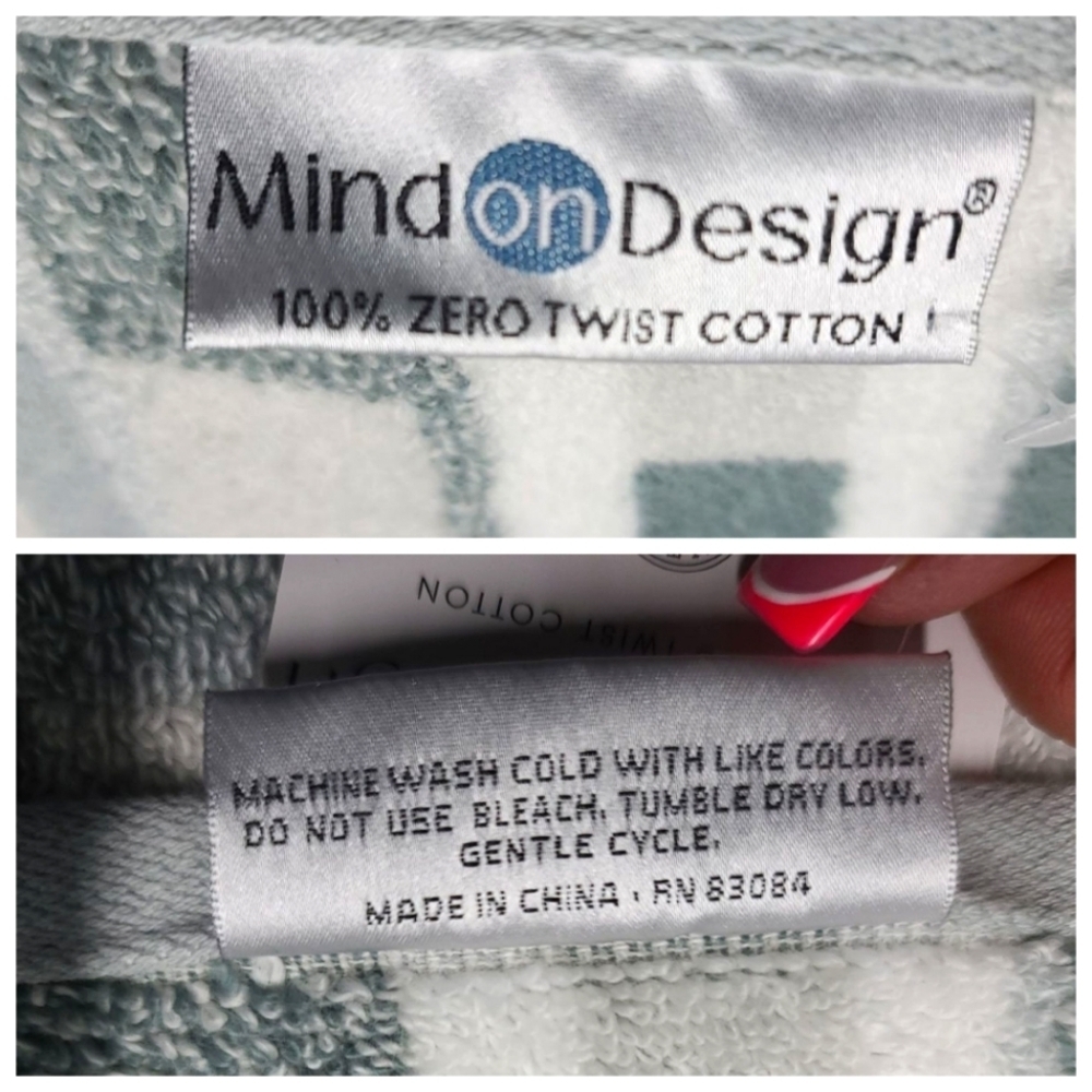 8 Mind on Design Color Block Zero Twist Cotton Bath Hand Washcloth Towel Set NEW - Picture 6 of 7